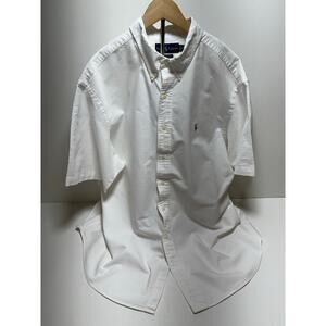 Ralph Lauren White Oxford Button Front Short Sleeve Shirt Classic Fit Sz XXL